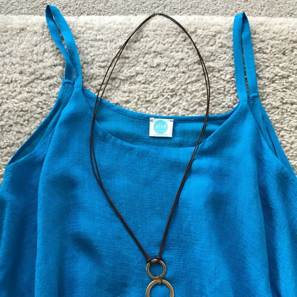 Blue Sleeveless Handkerchief Hem Tank - Picture 5 of 8